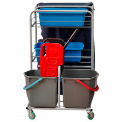 Тележка уборочная Eco-Force МНОГОФУНКЦИОНАЛЬНАЯ MEGA 2 ведра по 25 л, отжим, 3 поддона, держатель и основание для мешка, мешок, 26EF/<wbr/>1