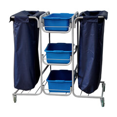 Тележка уборочная Eco-Force МНОГОФУНКЦИОНАЛЬНАЯ (отель, кафе, столовые, офис), 3 поддона, 2 держателя и основания для мешка, 2 мешка, 26EF/<wbr/>4