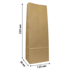 Крафт-пакет бумажный под бутылку, 12&times;8&times;33 см, плотность 90 г/<wbr/>м<sup>2</sup>