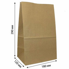 Крафт-пакет бумажный 18&times;12&times;29 см, плотность 90 г/<wbr/>м<sup>2</sup>