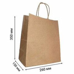 Крафт-пакет бумажный 26&times;15&times;35 см, крученые ручки, плотность 90 г/<wbr/>м<sup>2</sup>