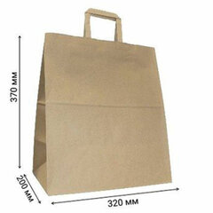 Крафт-пакет бумажный 32&times;20&times;37 см, плоские ручки, плотность 90 г/<wbr/>м<sup>2</sup>