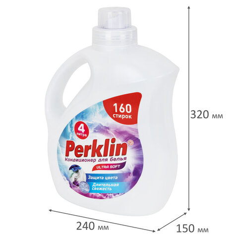 Кондиционер для белья, 160 стирок, 4 л, PERKLIN (ПЕРКЛИН) SUPER SOFT, 609781