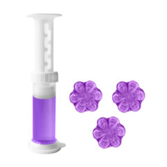 Диски гелевые, освежитель и очиститель для унитаза / писсуара, 8 дисков 44 г, LAIMA, &laquo;Лаванда&raquo;, шприц, 609794