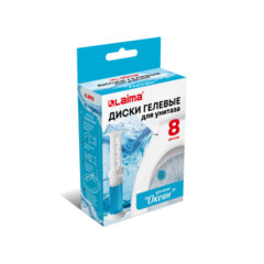 Диски гелевые, освежитель и очиститель для унитаза / писсуара, 8 дисков 44 г, LAIMA, &laquo;Океан&raquo;, шприц, 609796