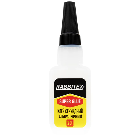 Клей секундный суперклей УЛЬТРАПРОЧНЫЙ, МАКСИМАЛЬНЫЙ ОБЪЕМ, 20 грамм, RABBITEX (РАББИТЕКС), 609803