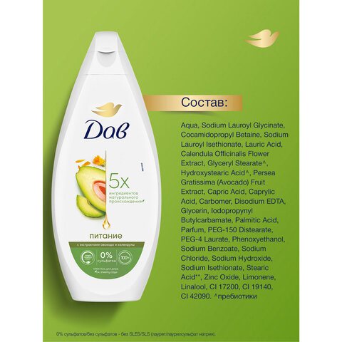 Крем-гель для душа 250мл DOVE "Масло авокадо и экстракт календулы", питательный, ш/к 88646