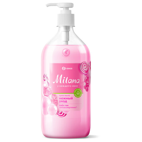 Мыло-крем жидкое 1 л, GRASS MILANA "Fruit bubbles", дозатор, 125312