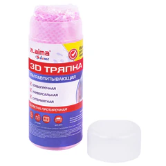 Салфетка протирочная 3D-СУПЕРВПИТЫВАЮЩАЯ PVA-замша 43&times;32 см, в тубе, розовая, LAIMA HOME, 609973