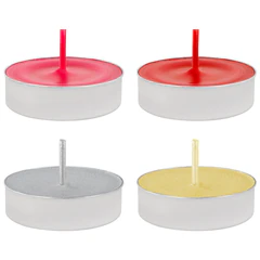 Свечи чайные цветные ROMANTIC ПЕРЛАМУТРОВЫЕ в гильзе КОМПЛЕКТ 6 штук, до 3,5 часов горения, ассорти 4 цвета, LAIMA, 609978