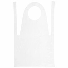 Фартуки полиэтиленовые, КОМПЛЕКТ 100 шт., одноразовые, размер 69 см х 107 см, плотность 14 мкм