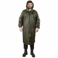 Дождевик-плащ хаки С КАРМАНАМИ многоразовый на молнии, размер 56-58, рост 170-176, ГРАНДМАСТЕР, 610884