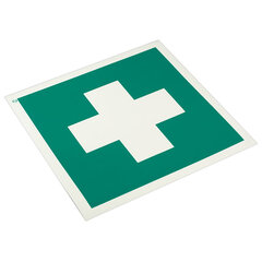 Знак &laquo;Аптечка первой медицинской помощи&raquo;, КОМПЛЕКТ 5 шт., 200&times;200 мм, пленка самоклеящаяся, ЕС01