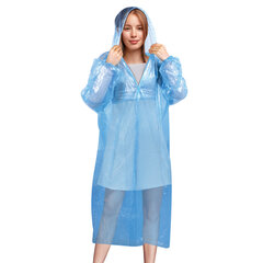 Дождевик-плащ на кнопках полиэтиленовый, универсальный размер 120&times;80 см, синий, SHAMAANI (ШАМААНИ), 610929