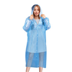 Дождевик-плащ на кнопках полиэтиленовый, универсальный размер 120&times;80 см, синий, SHAMAANI (ШАМААНИ), 610929