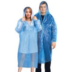 Дождевик-плащ синий на кнопках полиэтиленовый, универсальный размер 120&times;80 см, SHAMAANI (ШАМААНИ), 610929