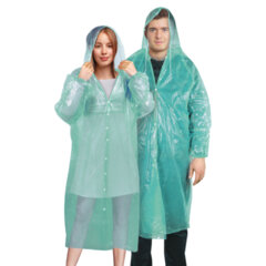 Дождевик-плащ зеленый на кнопках полиэтиленовый, универсальный размер 120&times;80 см, SHAMAANI (ШАМААНИ), 610930