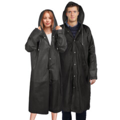 Дождевик плащ на кнопках, EVA, многоразовый прочный, чехол в комплекте, универсальный размер, черный, SHAMAANI (ШАМААНИ), 610932