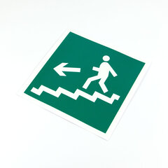 Знак "Направление к эвакуационному выходу по лестнице вниз, налево", КОМПЛЕКТ 5 штук, 200&times;200 мм, фотолюминесцентный, E14