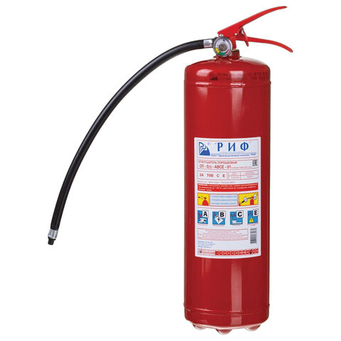 Огнетушитель порошковый ОП-5, АВСЕ (твердые, жидкие, газообразные, электрические) закачной, индивидуальный короб, РИФ