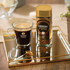 Кофе молотый в растворимом NESCAFE "Gold" 95 г, стеклянная банка, сублимированный