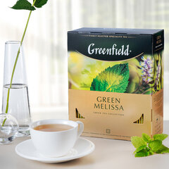 Чай GREENFIELD &laquo;Green Melissa&raquo; зеленый с мятой и мелиссой, 100 пакетиков в конвертах по 1,5 г