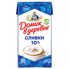 Сливки ДОМИК В ДЕРЕВНЕ жирность 10%, 480 г, ультрапастеризованные