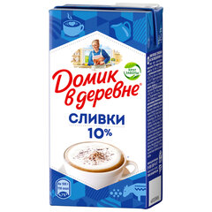 Сливки ДОМИК В ДЕРЕВНЕ жирность 10%, 480 г, ультрапастеризованные