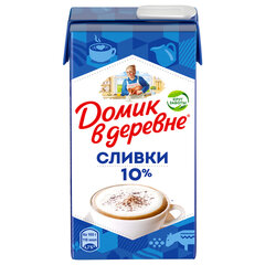 Сливки ДОМИК В ДЕРЕВНЕ жирность 10%, 480 г, ультрапастеризованные