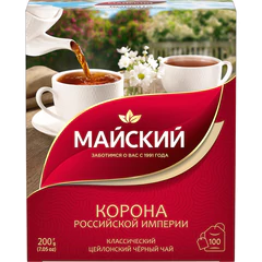 Чай МАЙСКИЙ "Корона Российской Империи" черный цейлонский, 100 пакетиков по 2 г