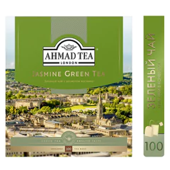 Чай AHMAD (Ахмад) "Jasmine Green Tea" зелёный с жасмином, 100 пакетиков в конвертах по 2 г