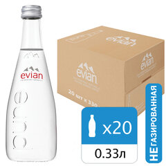 Вода негазированная минеральная EVIAN 0,33 л, стеклянная бутылка