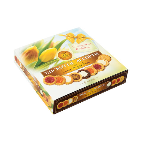 Печенье БИСКОТТИ (Россия), ассорти 9 видов, сдобное, 345 г, картонная коробка - фото 3