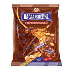 Конфеты шоколадные БАБАЕВСКИЙ "Наслаждение", мягкая карамель с орехами, 250 г, пакет
