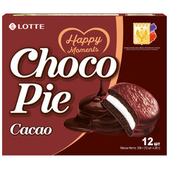 Печенье LOTTE &laquo;Choco Pie Cacao&raquo; (&laquo;Чоко Пай Какао&raquo;), глазированное, картонная упаковка, 336 г, 12 шт. х 28 г