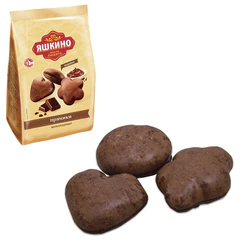 Пряники ЯШКИНО "Шоколадные" мягкие в двойной глазури, 350 г