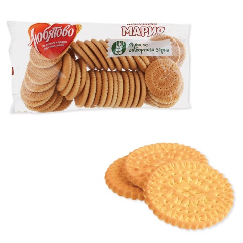 Печенье ЛЮБЯТОВО "Мария", традиционное, затяжное, 500 г, в спайке, 7200029000_540