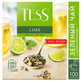 Чай TESS "Lime" зеленый с цедрой цитрусовых, 100 пакетиков в конвертах по 1,5 г, 2098-09