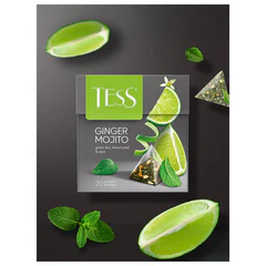 Чай TESS &laquo;Ginger Mojito&raquo; зеленый с ароматом мяты, цедрой лимона, имбирем, 20 пирамидок по 1,8 г