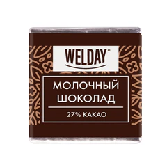 Шоколад порционный высшего качества WELDAY (ВЭЛДЭЙ) &laquo;Молочный 27%&raquo;, 800 г (160 плиток по 5 г), пакет