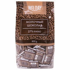 Шоколад порционный высшего качества WELDAY (ВЭЛДЭЙ) &laquo;Молочный 27%&raquo;, 800 г (160 плиток по 5 г), пакет