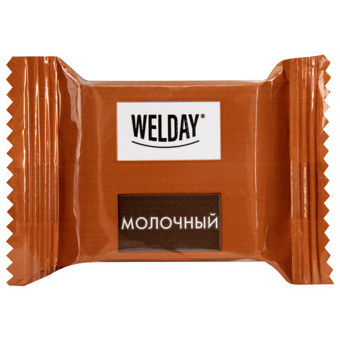 Шоколад порционный WELDAY Ассорти 6 вкусов, 810 г (54 плитки по 15 г), пакет, 622409