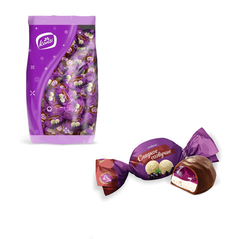 Конфеты шоколадные KONTI "Сладкое созвучие", смородина с пломбиром, 1000 г, пакет, 13915 - фото 2