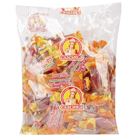 Конфеты желейные СЛАВЯНКА "Фрутландия Апельсинов и Лимонов" в сахаре, 1000 г, пакет, 12106 - фото 2