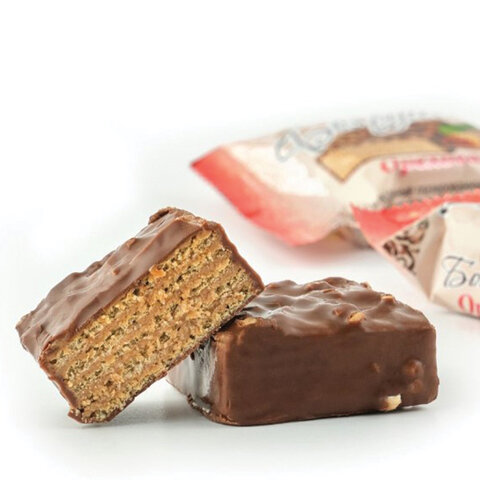 Конфеты шоколадные СЛАВЯНКА "Боярушка", вафельные, с арахисом и пралине, 1000 г, пакет, 70093