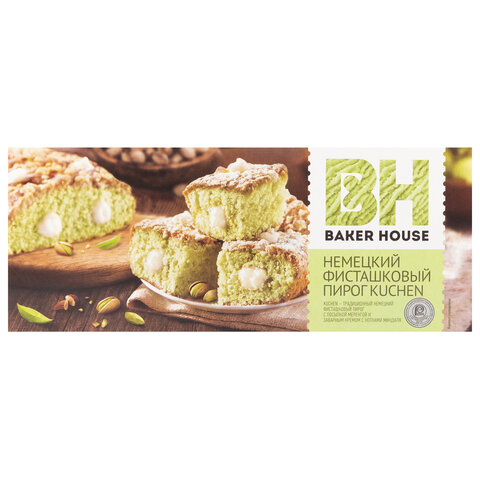 Пирог BAKER HOUSE "Фисташковый", бисквитный, 350 г, картонная коробка, 6890 - фото 2