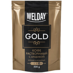 Кофе растворимый WELDAY (ВЭЛДЭЙ) &laquo;GOLD&raquo; 500 г, БРАЗИЛИЯ, арабика, сублимированный, в упаковке Zip-Lock