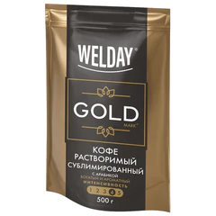 Кофе растворимый WELDAY (ВЭЛДЭЙ) &laquo;GOLD&raquo; 500 г, БРАЗИЛИЯ, арабика, сублимированный, 622673