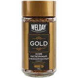 Кофе растворимый WELDAY (ВЭЛДЭЙ) "GOLD" 190 г, стеклянная банка, сублимированный, 622674