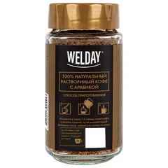 Кофе растворимый WELDAY (ВЭЛДЭЙ) &laquo;GOLD&raquo; 95 г, стеклянная банка, сублимированный, 622675